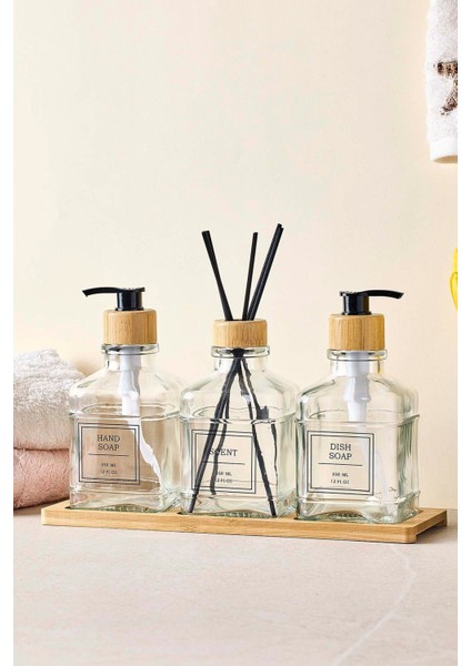 Rogan 3 Lü Bambu Tepsili Sıvı Sabunluk Seti fiyatları