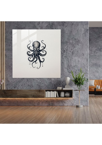 Minimal Ahtapot Cam Tablo - Ev Dekorasyonu Negatif Boşluk fiyatları
