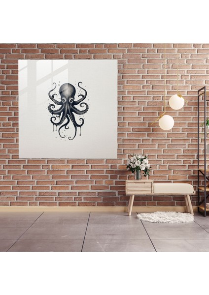 Minimal Ahtapot Cam Tablo - Ev Dekorasyonu Negatif Boşluk modelleri