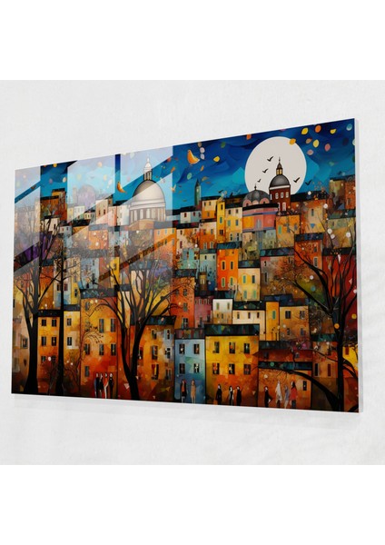 Canlı Trastevere Mahallesi - Roma Cam Tablosu Duvar Dekorasyonu Hayat ve Kültür