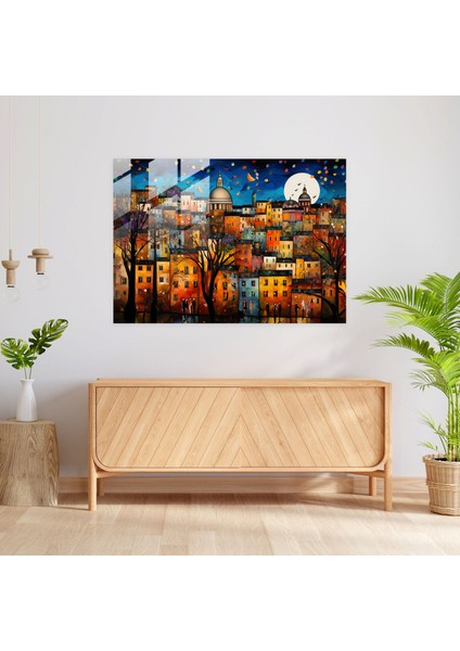 Canlı Trastevere Mahallesi - Roma Cam Tablosu Duvar Dekorasyonu Hayat ve Kültür fiyatları