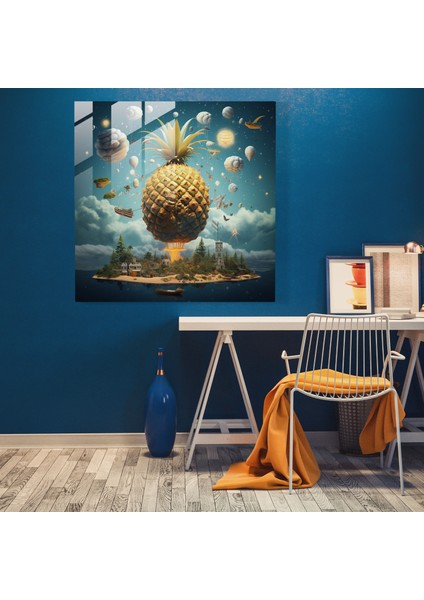 Rüya Adası Ananas Cam Tablo - Modern Sanat Rüya Gibi Ananas modelleri