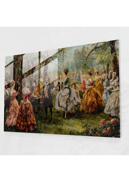 Rokoko Tarzı Resim Cam Tablo - Rokoko Tarzı Resim Cam Tablo Duvar Dekorasyonu Ev Dekorasyonu