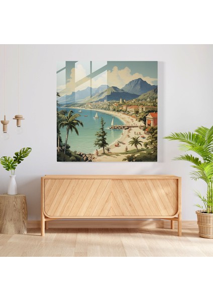 Retro Seyahat Kartı Cam Tablo - Retro Cam Duvar Sanatı Duvar Dekorasyonu modelleri