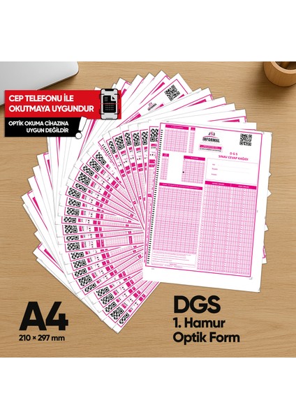 Dgs Deneme Sınavları için 100 Adet (80.gr) Optik Form fiyatları