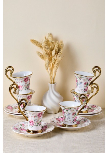 Porselen English Sachet 6 Kişilik Kahve Fincanı