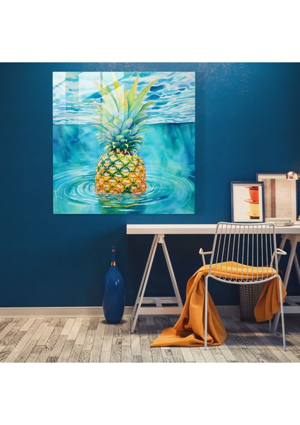 Tropik Ananas Cam Tablo - Ananas Ev Dekorasyonu Suluboya Resim fiyatları