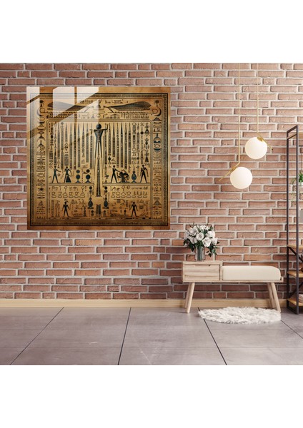 Mısır Sembolleri Cam Tablo: Papirüs Antik Mısır Hiyeroglifler Cam Sanatı fiyatları