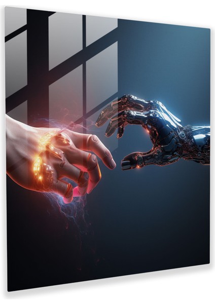 Reddedilme Yansıması: Robotik El Cam Tablo - Reddedilme Ev Dekorasyonu Sembolizm