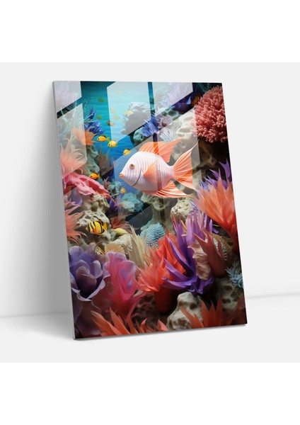Origami Cam Tablo Sanatı - Deniz Cenneti - Origami Sualtı Cenneti Mercan Resifleri