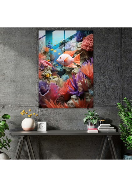 Origami Cam Tablo Sanatı - Deniz Cenneti - Origami Sualtı Cenneti Mercan Resifleri modelleri