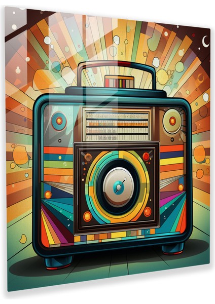 Retro Radyo Cam Tablo - Eski Modern Sanat Ev Dekorasyonu