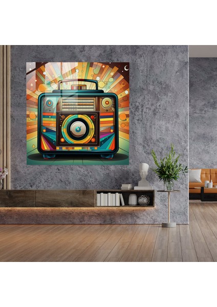 Retro Radyo Cam Tablo - Eski Modern Sanat Ev Dekorasyonu fiyatları