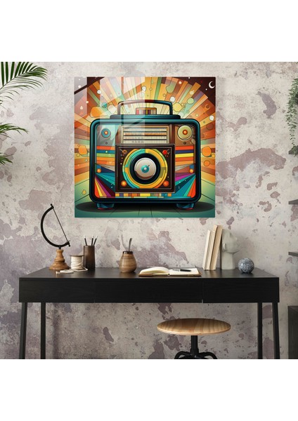 Retro Radyo Cam Tablo - Eski Modern Sanat Ev Dekorasyonu modelleri