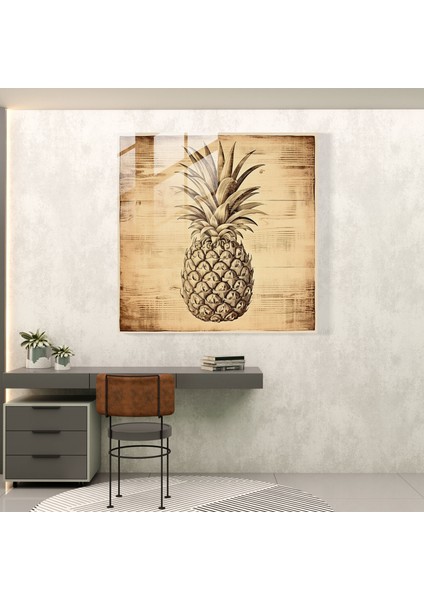 Vintage Oymalı Ananas Cam Tablo - Ananas Vintage Tarzı Ev Dekorasyonu fiyatları