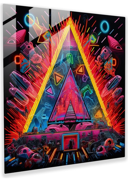 Pink Floyd Cam Tablo - Neon Sanat - Modern Duvar Sanatı