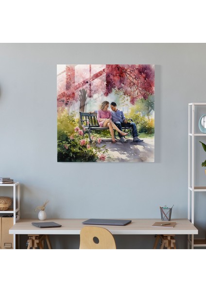 Romantik Suluboya Cam Tablo - Duvar Süsü Çiçek Desenli modelleri