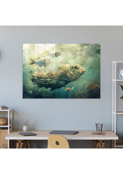 Salvador Dali Cam Tablo - Masalsı Denizaltı Dünyası - Ev Dekorasyonu modelleri