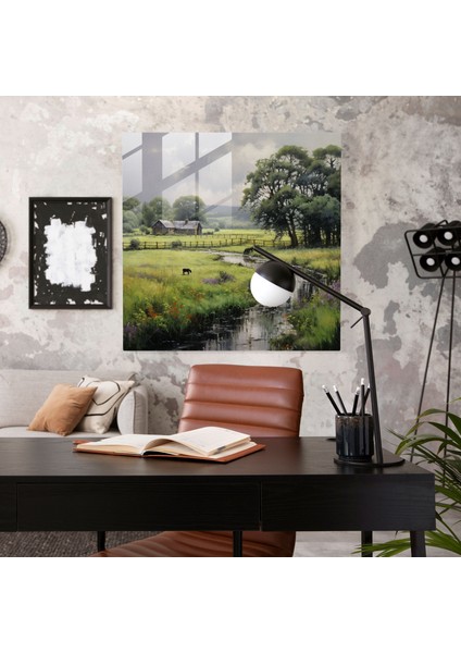 Huzurlu Kırsal Manzara Cam Tablo - Yağmur Huzurlu Kırsal Sakinlik Cam Duvar Sanatı fiyatları