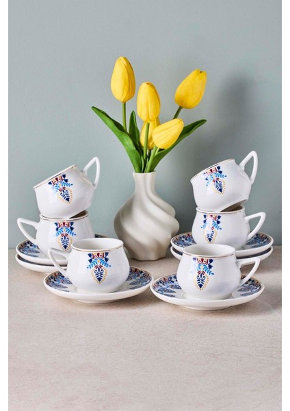 Mavibahçe 6 Kişilik Porselen Kahve Fincanı Takımı