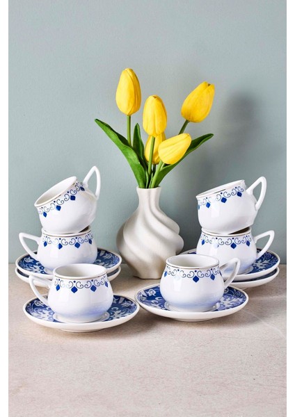 Mavibahçe 6 Kişilik Porselen Kahve Fincanı Takımı