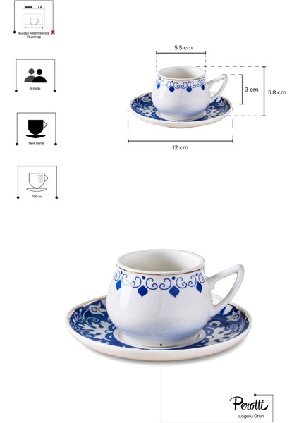Mavibahçe 6 Kişilik Porselen Kahve Fincanı Takımı fırsatları