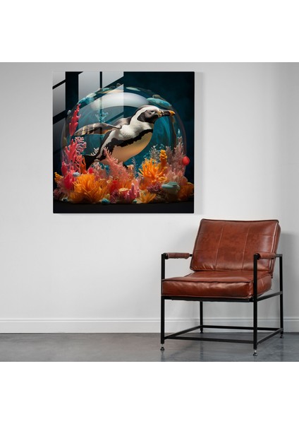 Sürreal Cam Tablo - Denizaltı Pengueni - Penguen Rüya Gibi Denizaltı Fantezi fiyatları