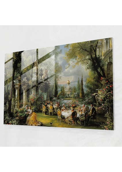 Rokoko Tarzı Boyamalı Cam Duvar Sanatı - Rokoko Tarzı Boyama Duvar Dekorasyonu Modern Sanat