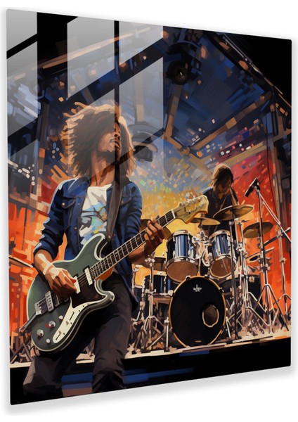 Pink Floyd Canlı Performans Cam Tablosu - Pink Floyd Cam Sanatı Fotoğraf Gerçekçi Illüstrasyon Detaylara Önem