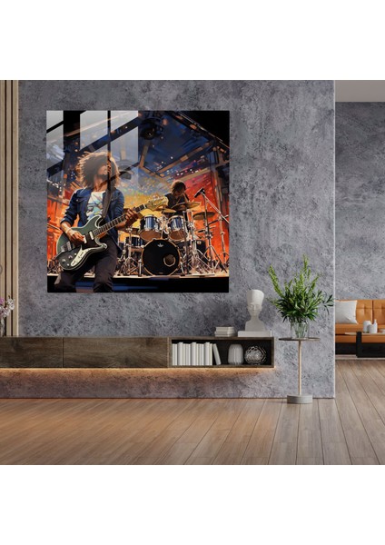 Pink Floyd Canlı Performans Cam Tablosu - Pink Floyd Cam Sanatı Fotoğraf Gerçekçi Illüstrasyon Detaylara Önem modelleri