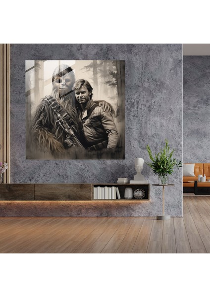 Star Wars Cam Tablo - Kömür Sketch - Han Solo ve Chewbacca'nın Dostluk Anı - Modern Sanat fiyatları