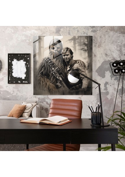 Star Wars Cam Tablo - Kömür Sketch - Han Solo ve Chewbacca'nın Dostluk Anı - Modern Sanat modelleri