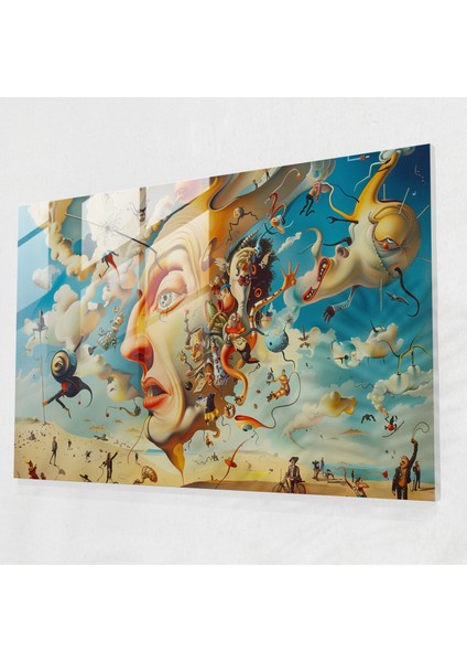 Canlı Rüya Dünyası Cam Tablo - Salvador Dali Canlı Rüya Dünyası Masalsı Karakterler
