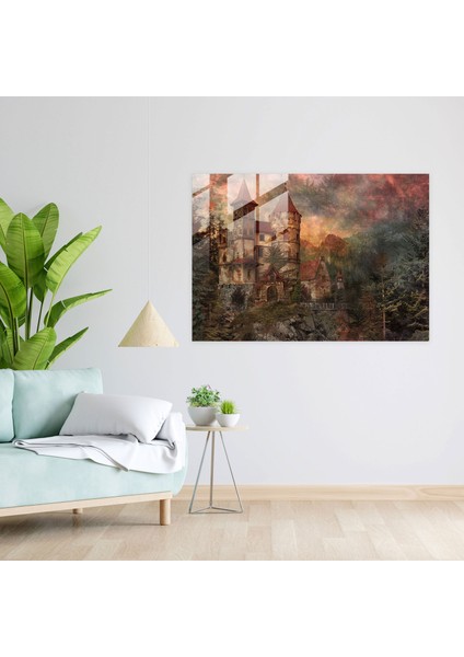 Ortaçağ Kalesi Cam Tablo - Pre-Raphaelite Brotherhood Duvar Dekorasyonu Cam Duvar Sanatı Ev Dekorasyonu fiyatları