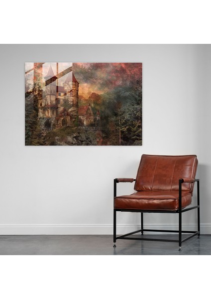 Ortaçağ Kalesi Cam Tablo - Pre-Raphaelite Brotherhood Duvar Dekorasyonu Cam Duvar Sanatı Ev Dekorasyonu modelleri