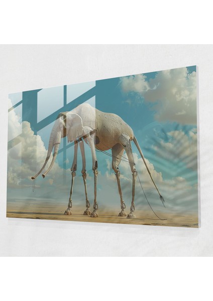 Masalsı Fil Cam Tablo - Salvador Dali Cam Tablo Ev Dekorasyonu Cam Duvar Sanatı