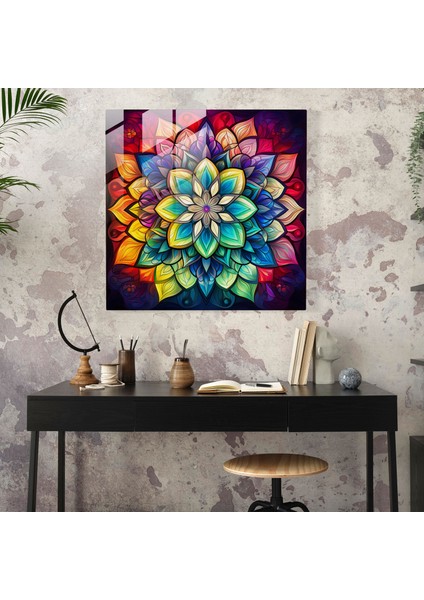 Renkli Kaleydoskop Cam Tablo - Duvar Dekorasyonu Modern Sanat fiyatları