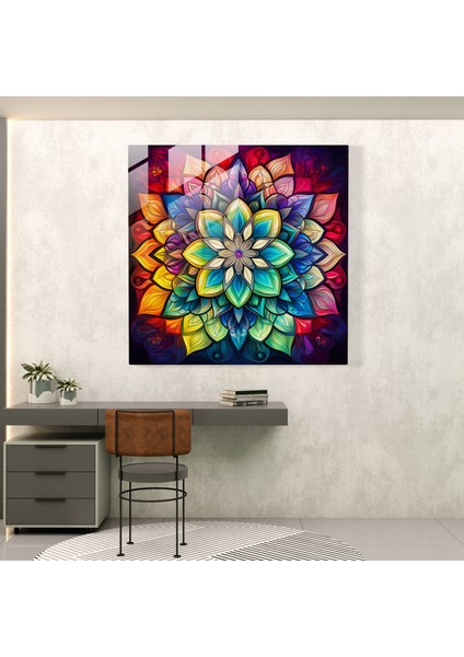 Renkli Kaleydoskop Cam Tablo - Duvar Dekorasyonu Modern Sanat modelleri