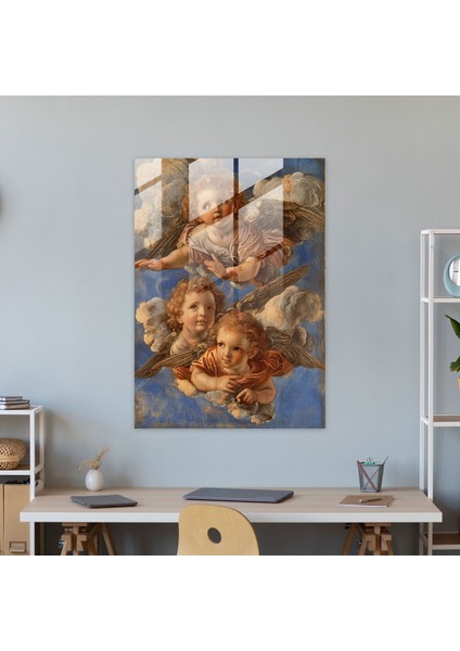 Raffaello Sanzio Cam Tablo Ev Dekorasyonu - Raffaello Sanzio Duvar Dekorasyonu Melekler Göksel fiyatları