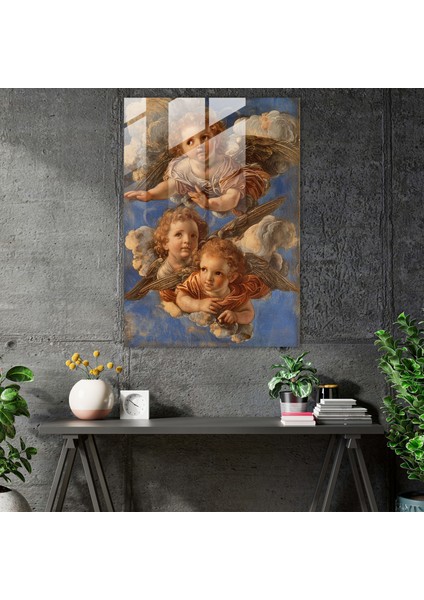 Raffaello Sanzio Cam Tablo Ev Dekorasyonu - Raffaello Sanzio Duvar Dekorasyonu Melekler Göksel modelleri