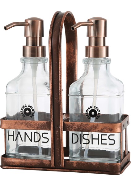 Rame Eskitme Metal Standlı Retro 2 Li Sıvı Sabunluk 500 ml fırsatları
