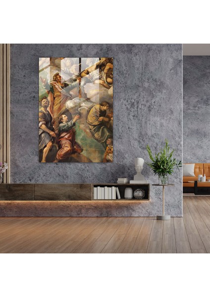 Raffaello Sanzio Cam Sanatı - Modern Tasarım Altın Tonları Cam Duvar Sanatı fiyatları