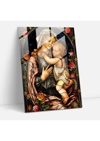Raffaello Sanzio Madonna ve Çocuk Cam Tablo Sanatı - Modern Sanat Cam Sanatı Ev Dekorasyonu