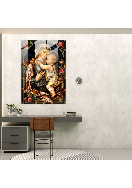 Raffaello Sanzio Madonna ve Çocuk Cam Tablo Sanatı - Modern Sanat Cam Sanatı Ev Dekorasyonu fiyatları