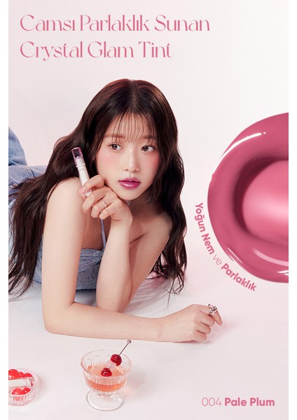 Yapışkanlık Hissi Vermeyen Yoğun Işıltılı Tint CLIO Crystal Glam Tint (04 Pale Plum)
