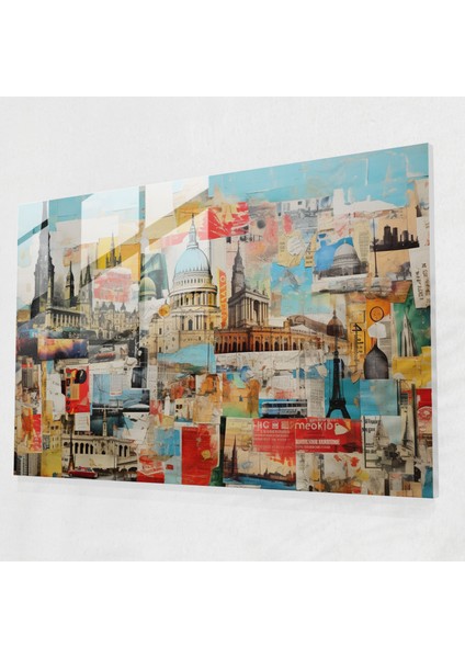 Seyahat Cam Sanatı - Seyahat Karışık Medya Kolaj Cam Duvar Sanatı