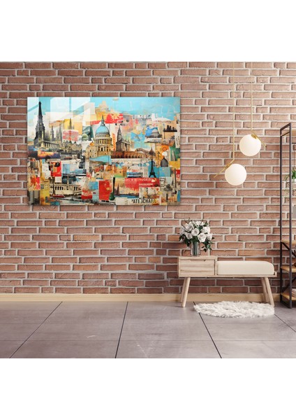 Seyahat Cam Sanatı - Seyahat Karışık Medya Kolaj Cam Duvar Sanatı modelleri