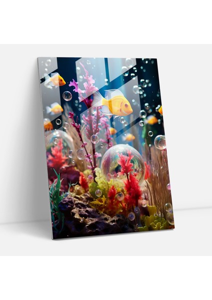 Gerçekçi Cam Heykel - Sualtı Cam Tablosu - Camdan Sanat Heykeli Cam Sanatı Cam Duvar Sanatı Modern Sanat