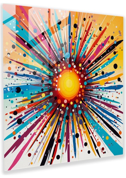 Renkli Parıltılı Şafak Cam Tablo - Şafak Pozitiflik Cam Tablo Güneşin Doğuşu