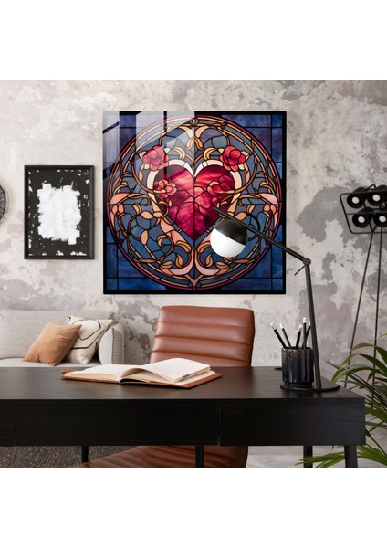 Romantik Vitray Baskı - Cam Duvar Sanatı Cam Tablo fiyatları
